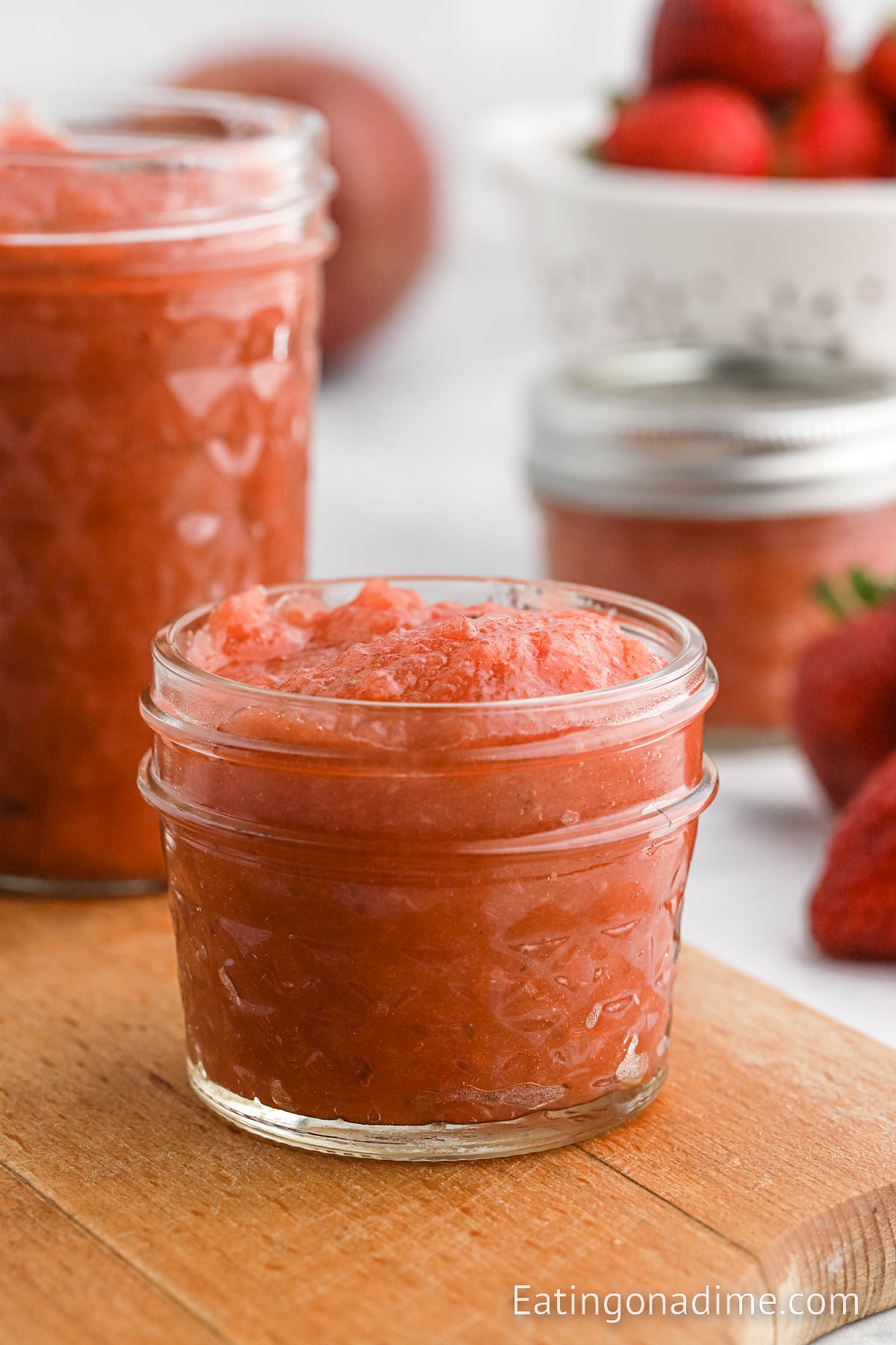 Strawberry Applesauce in a mason jars