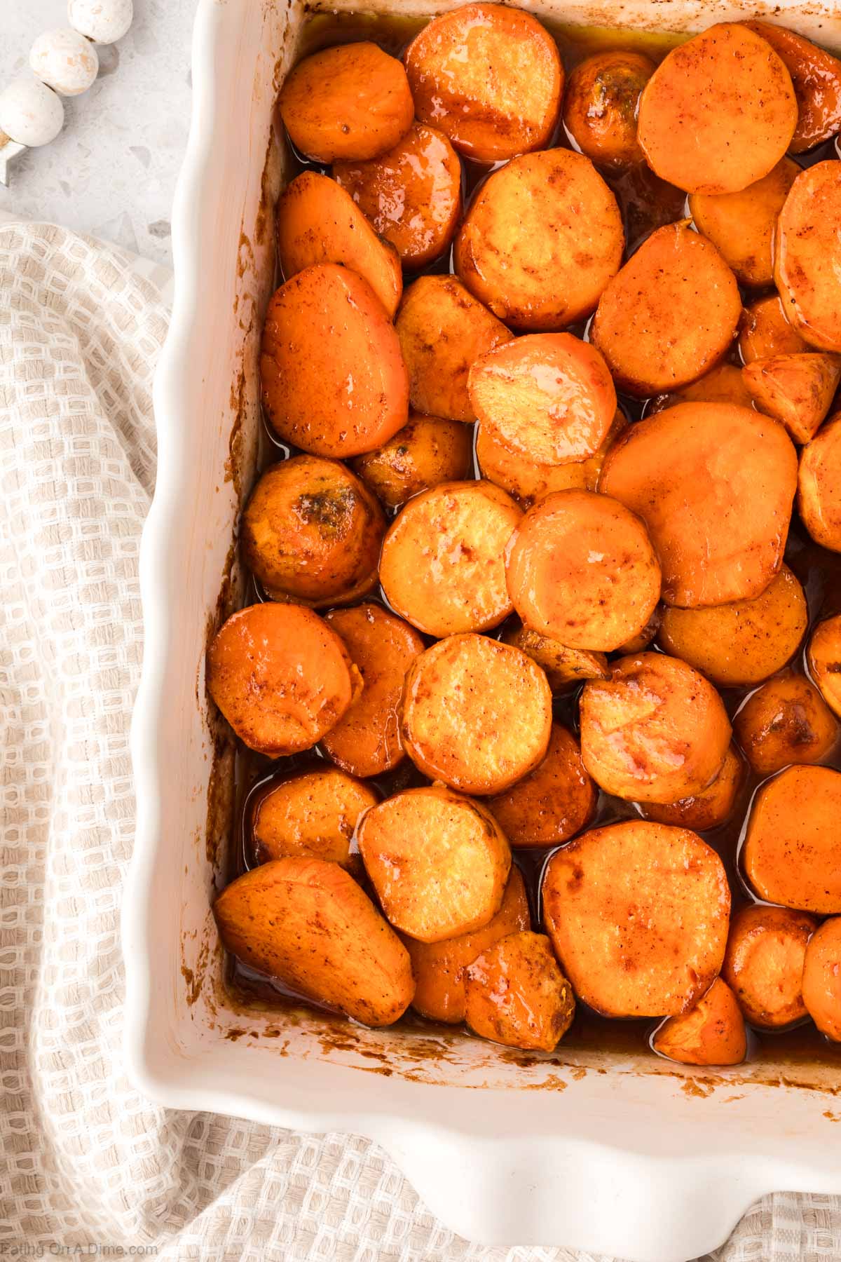 Candied Yams in a casserole dish