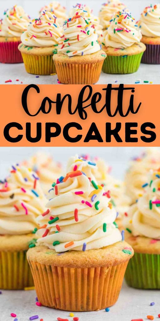 If you are looking for a fun way to celebrate someone special, make these Confetti Cupcakes. Easy to make and topped with homemade frosting. Whether you a celebrating a birthday or taking to a BBQ these cupcakes are always a crowd favorite. #eatingonadime #confetticupcakes #funfetticupcake
