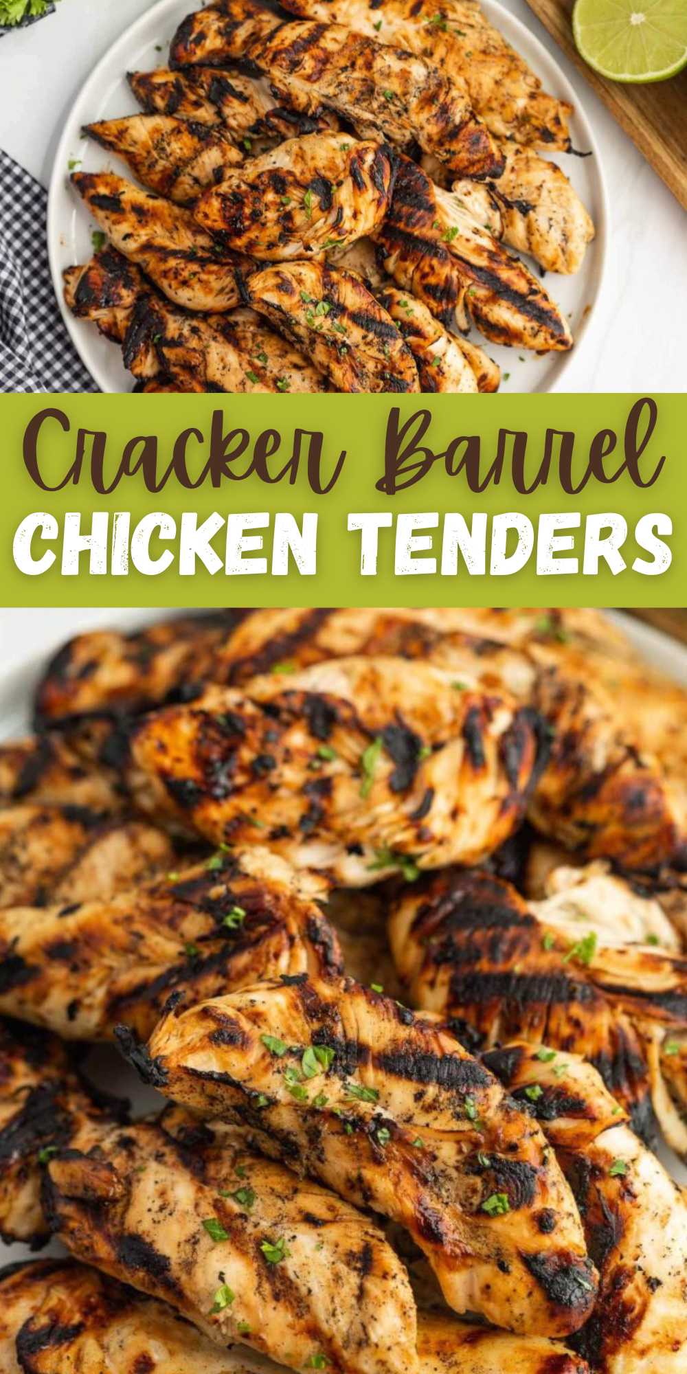 Cracker Barrel Chicken Tenders combines a few ingredients into a flavorful meal. Enjoy Copycat Cracker Barrel Grilled Chicken recipe at home. This recipe is easy to prepare using only 4 ingredients. The cooking time is minimum, and it all comes together effortlessly. #eatingonadime #crackerbarrelchickentender #crackerbarrelcopycatrecipe