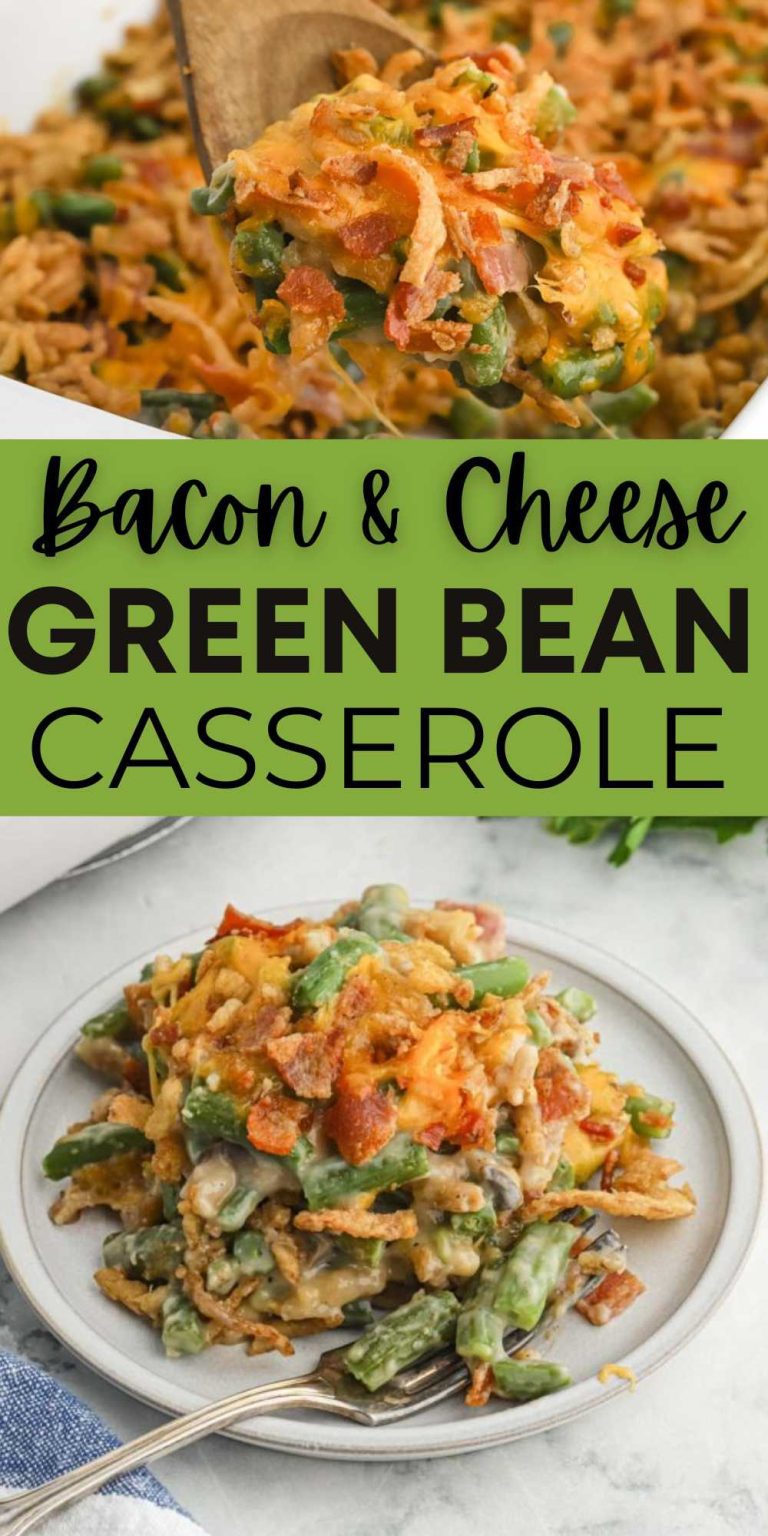 Green Bean Casserole with Bacon and Cheese - Eating on a Dime