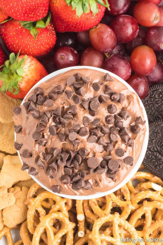 Nutella Dip with strawberries, grapes, graham crackers and oreos