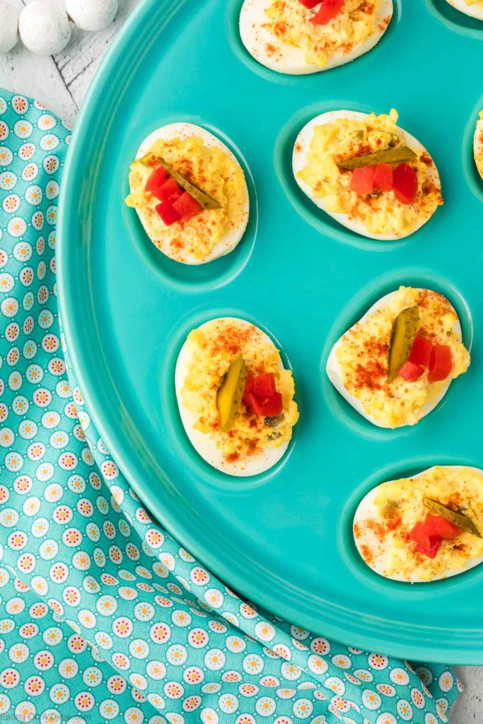 Close up image of Deviled Eggs in a platter