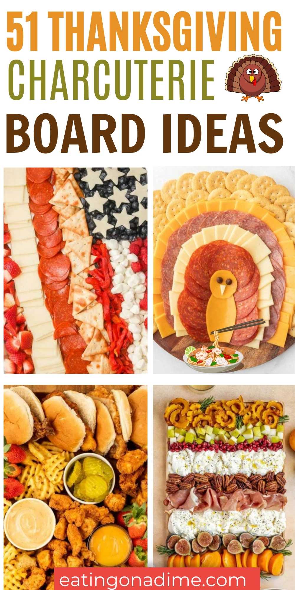 Get ready to gobble up the ultimate feast for your eyes and taste buds with Thanksgiving charcuterie board ideas. From savory meats and cheeses to sweet treats and seasonal fruits, this delectable delights will have your guests drooling. #eatingonadime #thanksgivingcharcuterieboardideas #charcuterieboard