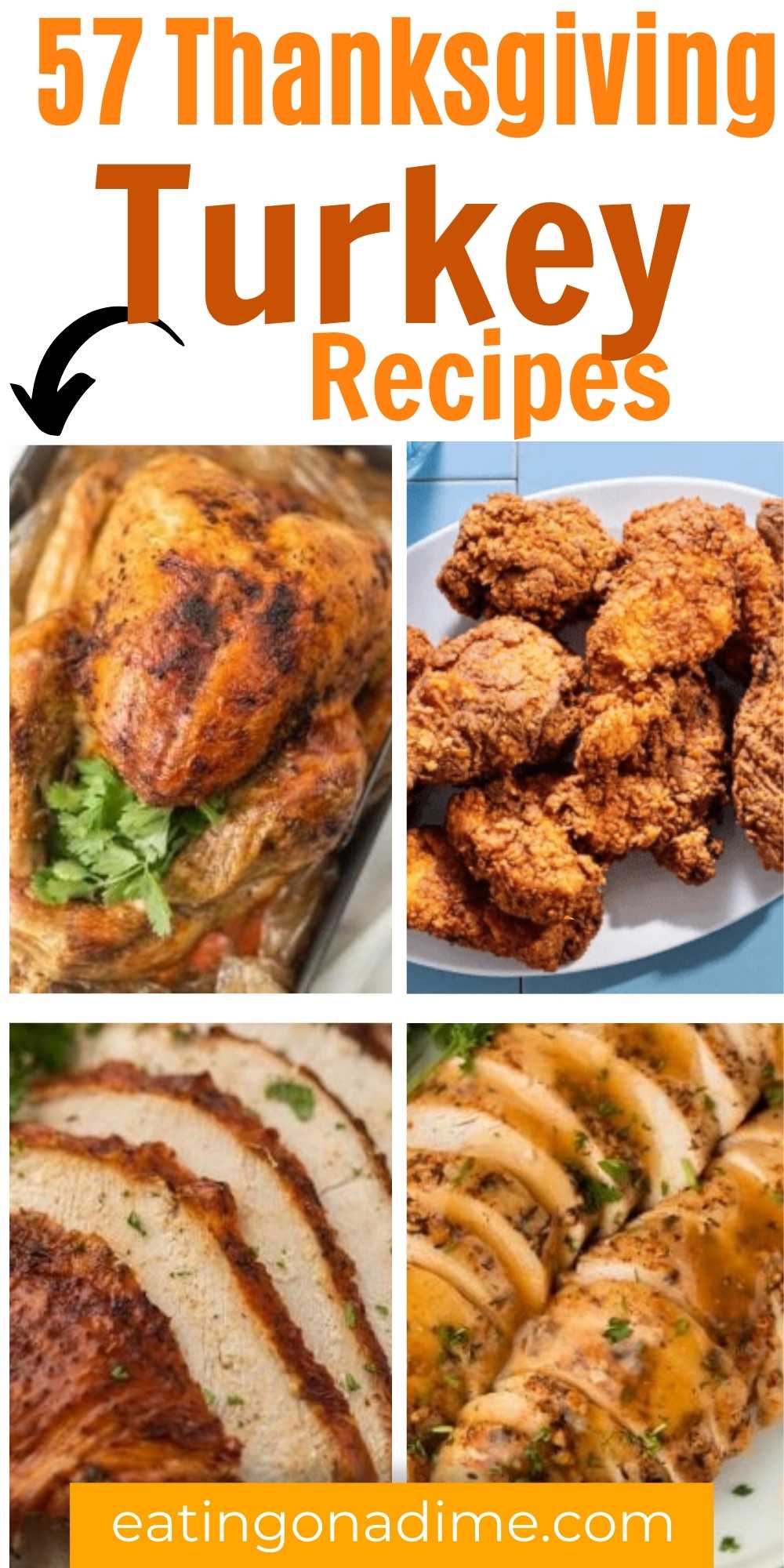 Get ready for the best Thanksgiving turkey recipes. From crispy skin to juicy meat, impress your guests with 57 must-try best turkey recipes for Thanksgiving menus. These easy ideas include recipes for the oven, air fryer, instant pot and more. #eatingonatime #thanksgivingturkeyrecipes #thanksgivingrecipes