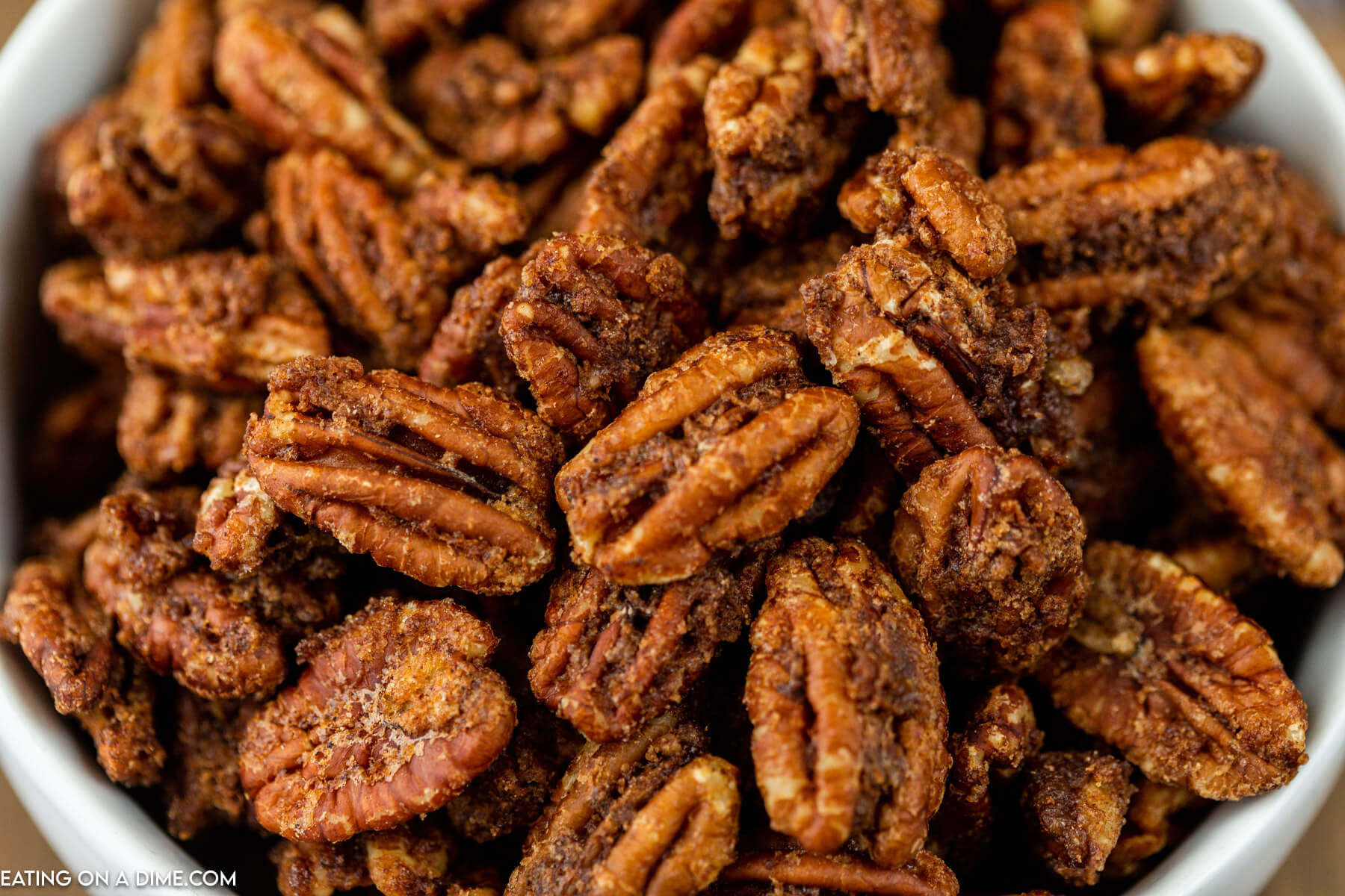bowl of candied pecans