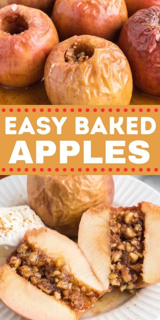 Baked Apples is the perfect Fall dessert. It is loaded with walnut mixture and baked to perfection. Top with ice cream for an easy dessert. If you looking for a dessert with warm spices and smells amazing, make this dessert. We love even more with a scoop of vanilla ice cream. #eatingonadime #bakedapples #falldessert