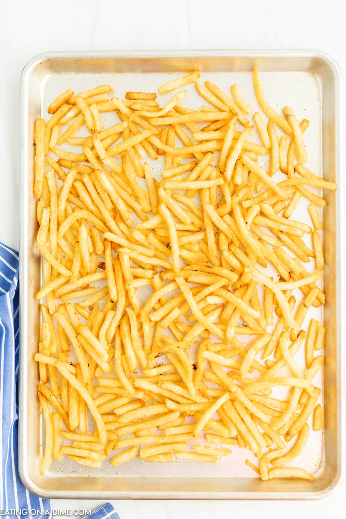 French fries on a baking sheet