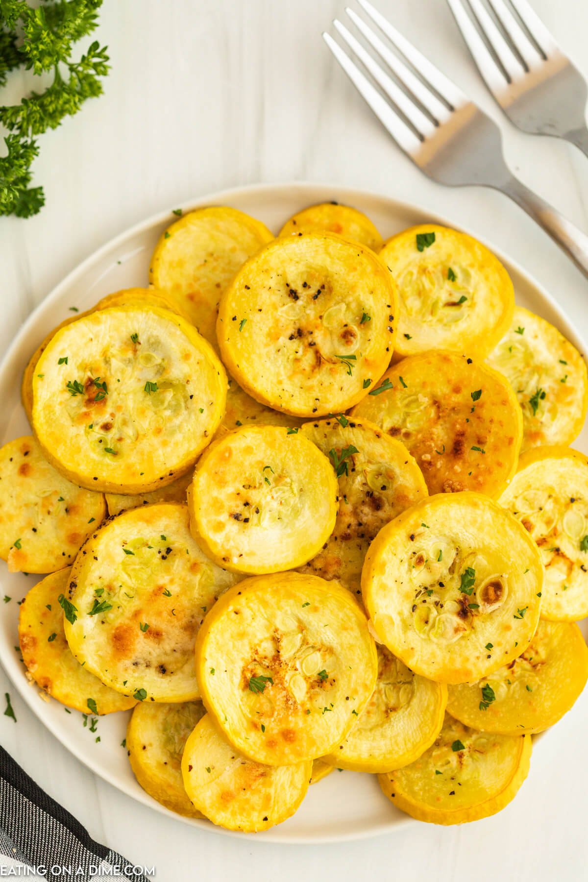 Slice oven roasted squash on a platter