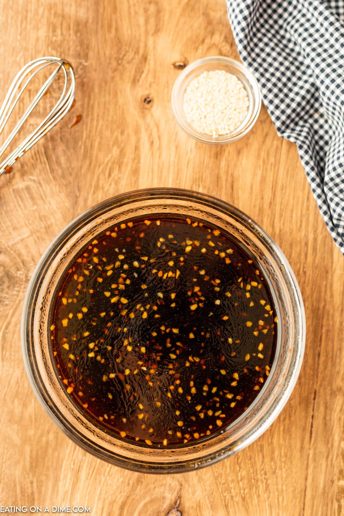 Combining the orange sauce in a bowl