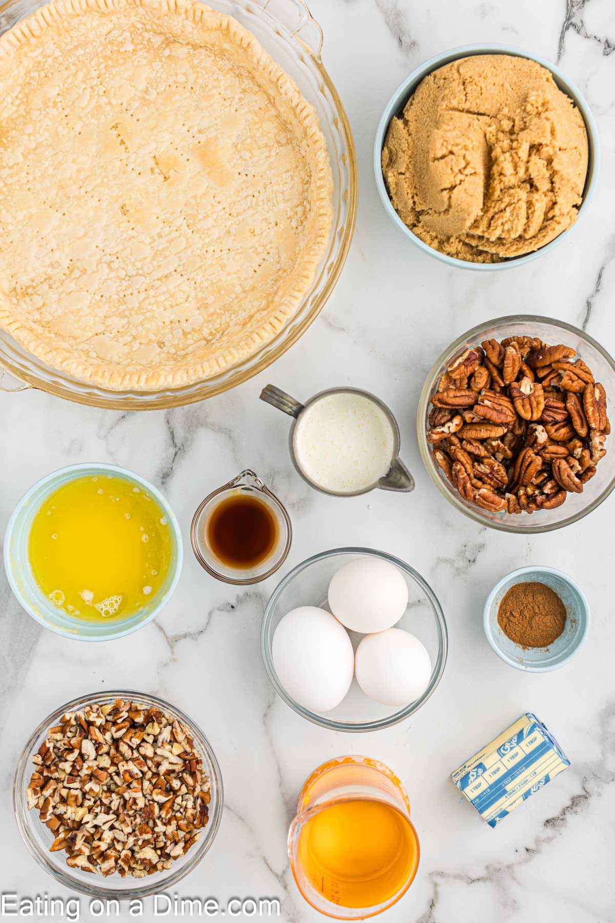 Ingredients needed for Paula Deen Pecan Pie
