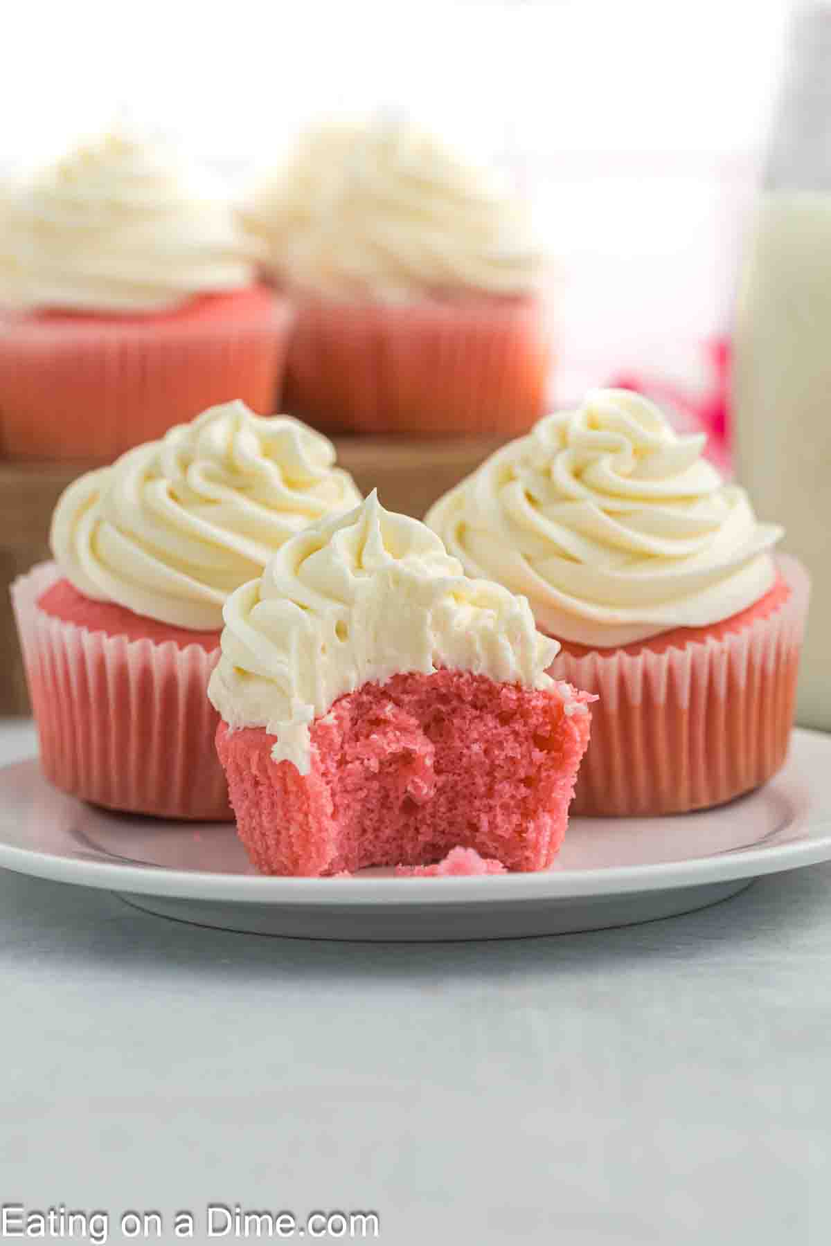 Pink Cupcake stacked on a plate
