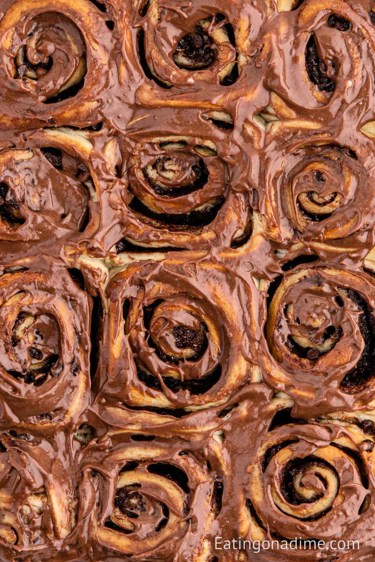 close up image of chocolate cinnamon rolls