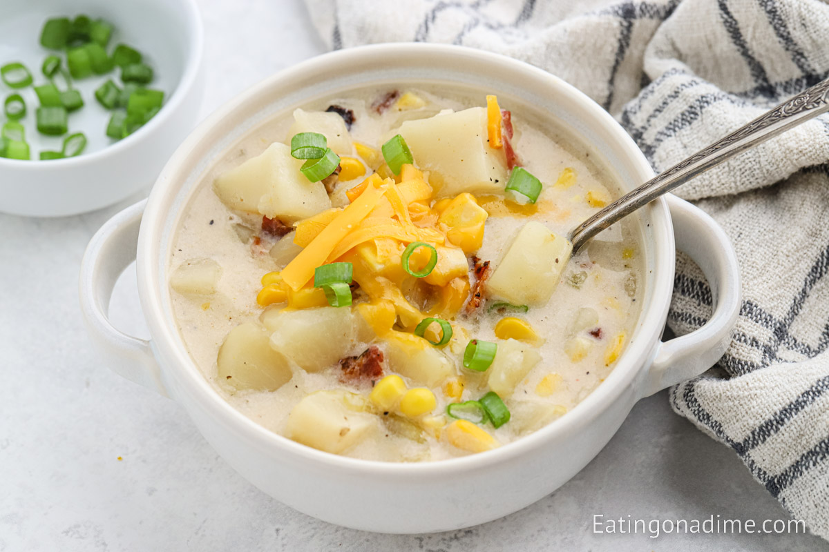 Crockpot Potato Corn Chowder Eating on a Dime