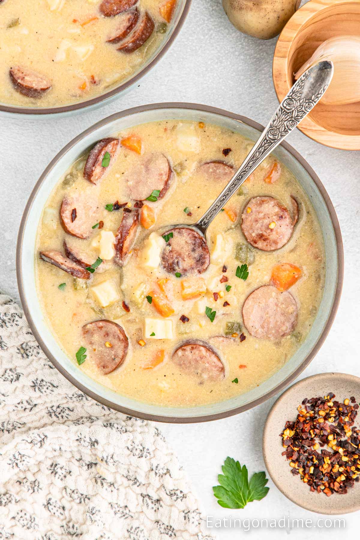 Potato Kielbasa Soup in a bowl