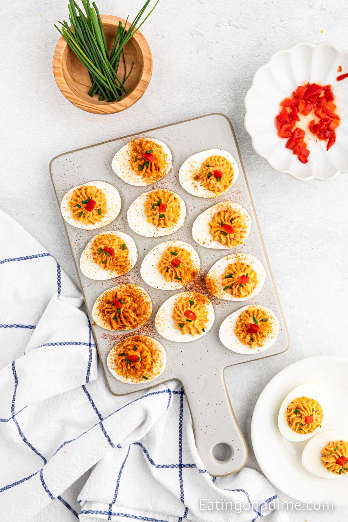 Pimento Cheese Deviled Eggs on a platter