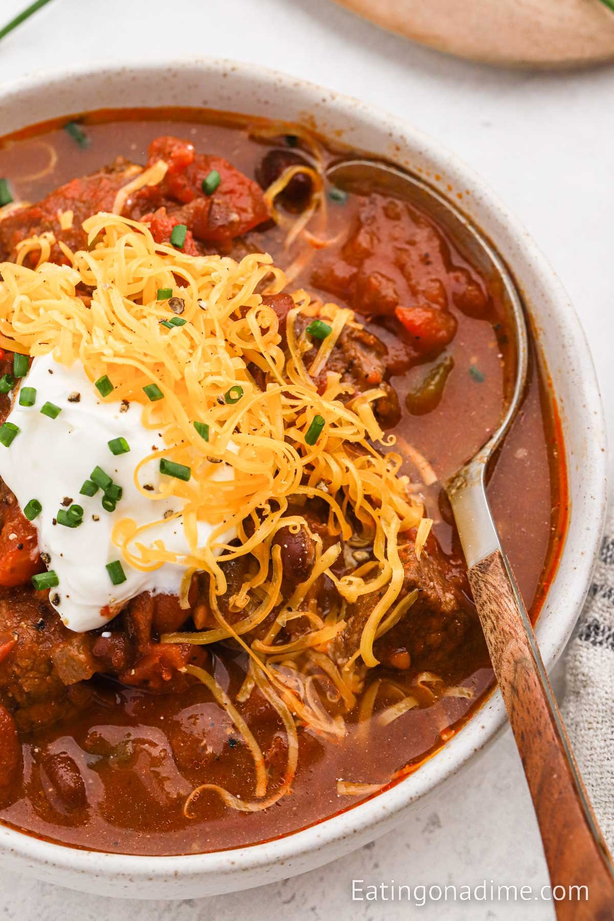 Brisket Chili in a bowl 