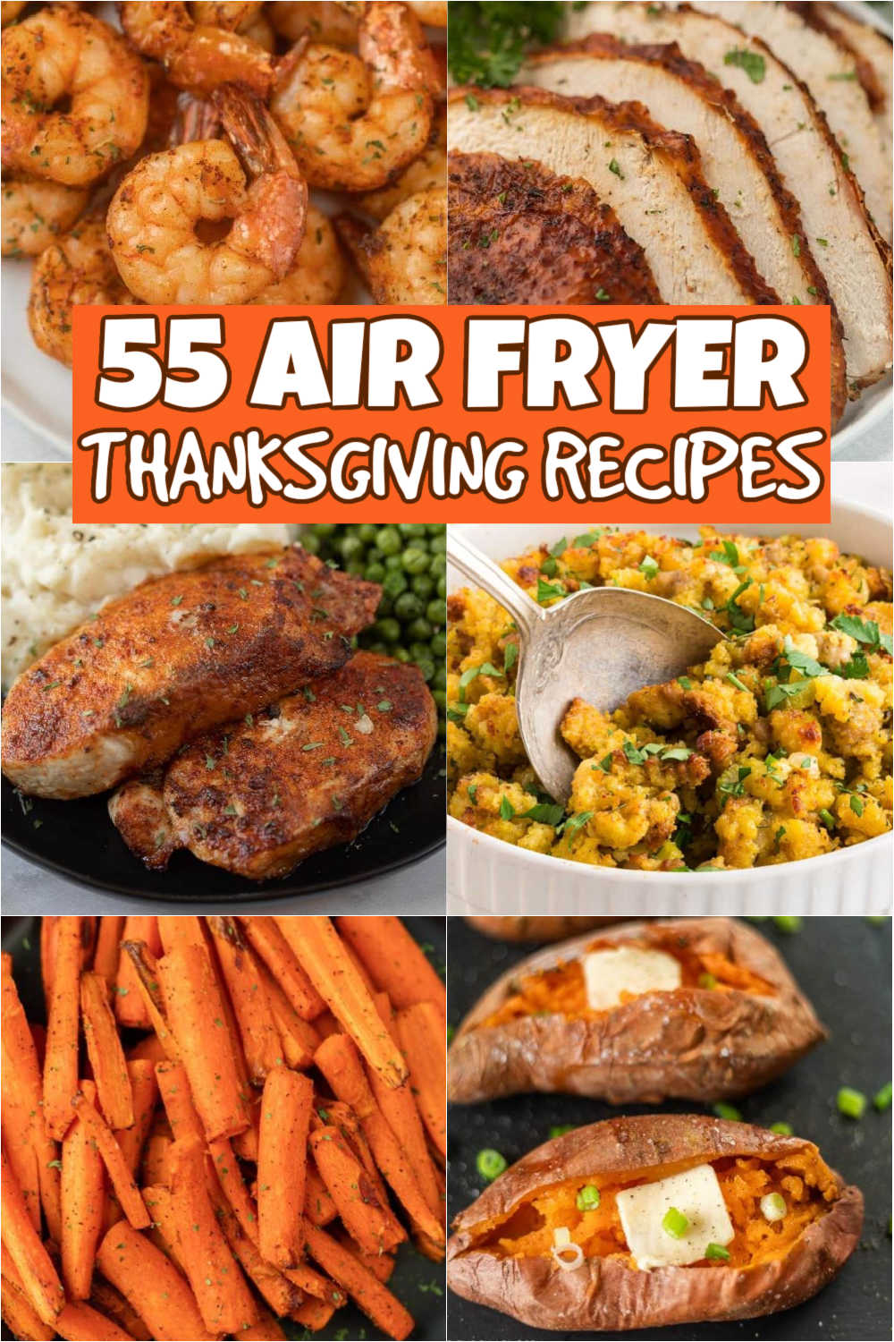 Whip up 55 best air fryer Thanksgiving recipes. These air fryer recipes for Thanksgiving are so delicious and will save you oven space. Holidays are the best time to cook all sorts of delicious dishes. If you have an air fryer at home, you should definitely try these recipes on Thanksgiving. #eatingonadime #airfryerthanksgivingrecipes #airfryerrecipes