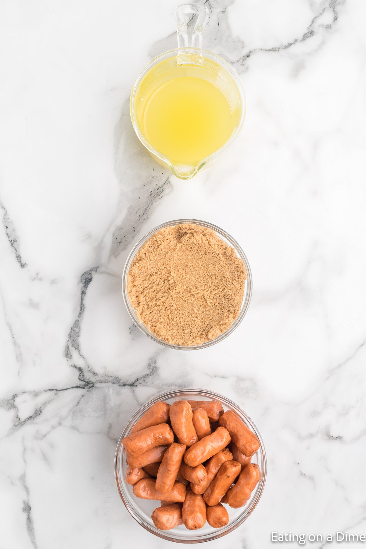 Ingredients for Beanie Weenies - Little Smokies, brown sugar, and pineapple juice