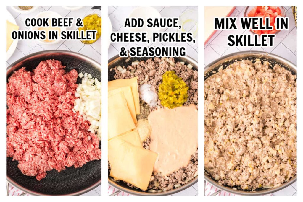 Combining the beef mixture in a skillet