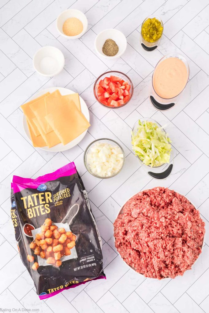 Ingredients needed for big mac tater tot casserole