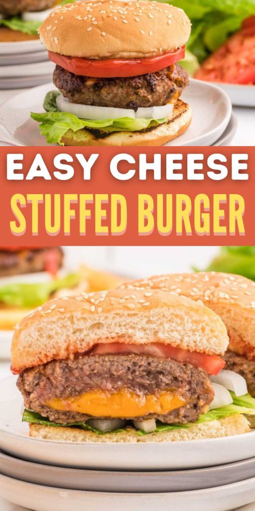 This Cheese Stuffed Burgers is a twist on a classic cheeseburger. Take your burger to the next level with a cheese stuffed in the patty. Serve with your favorite side dish for the ultimate burger experience. You may have heard this burger called the Juicy Lucy or a stuffed cheeseburger. Whatever you call it, it is sure to impress a crowd. #eatingonadime #cheesestuffedburgers #cheeseburger #juicylucy