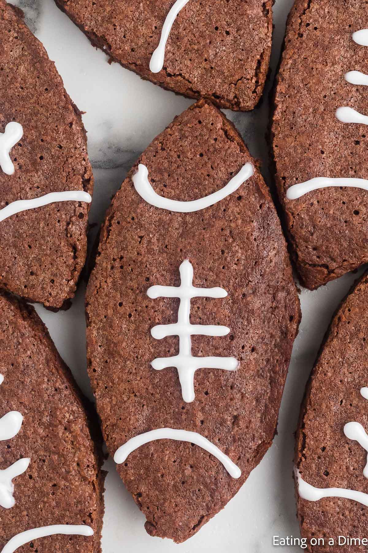 Football brownies on a platter