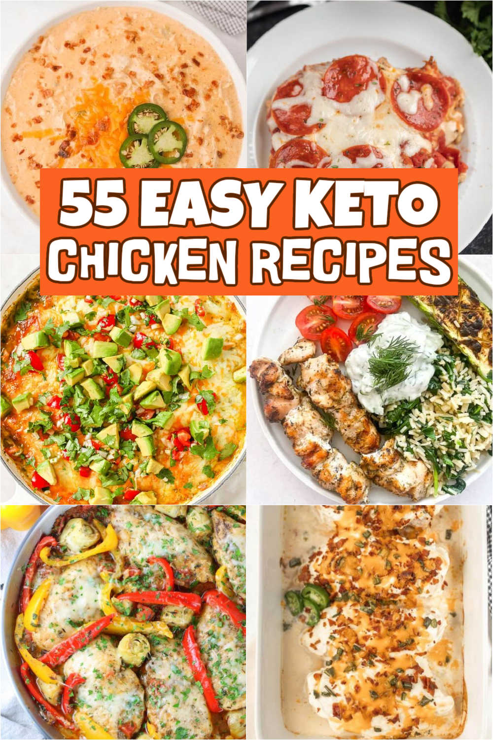 Add these keto chicken recipes to your baking list. We’ve rounded up the 55 best keto chicken recipes to enjoy with your family. Here are the chicken keto recipes that are perfect for serving any time of the day. These are savory meals whether you’re looking for the perfect keto for lunch or dinner! #eatingonadime #ketochickenrecipes #ketorecipes
