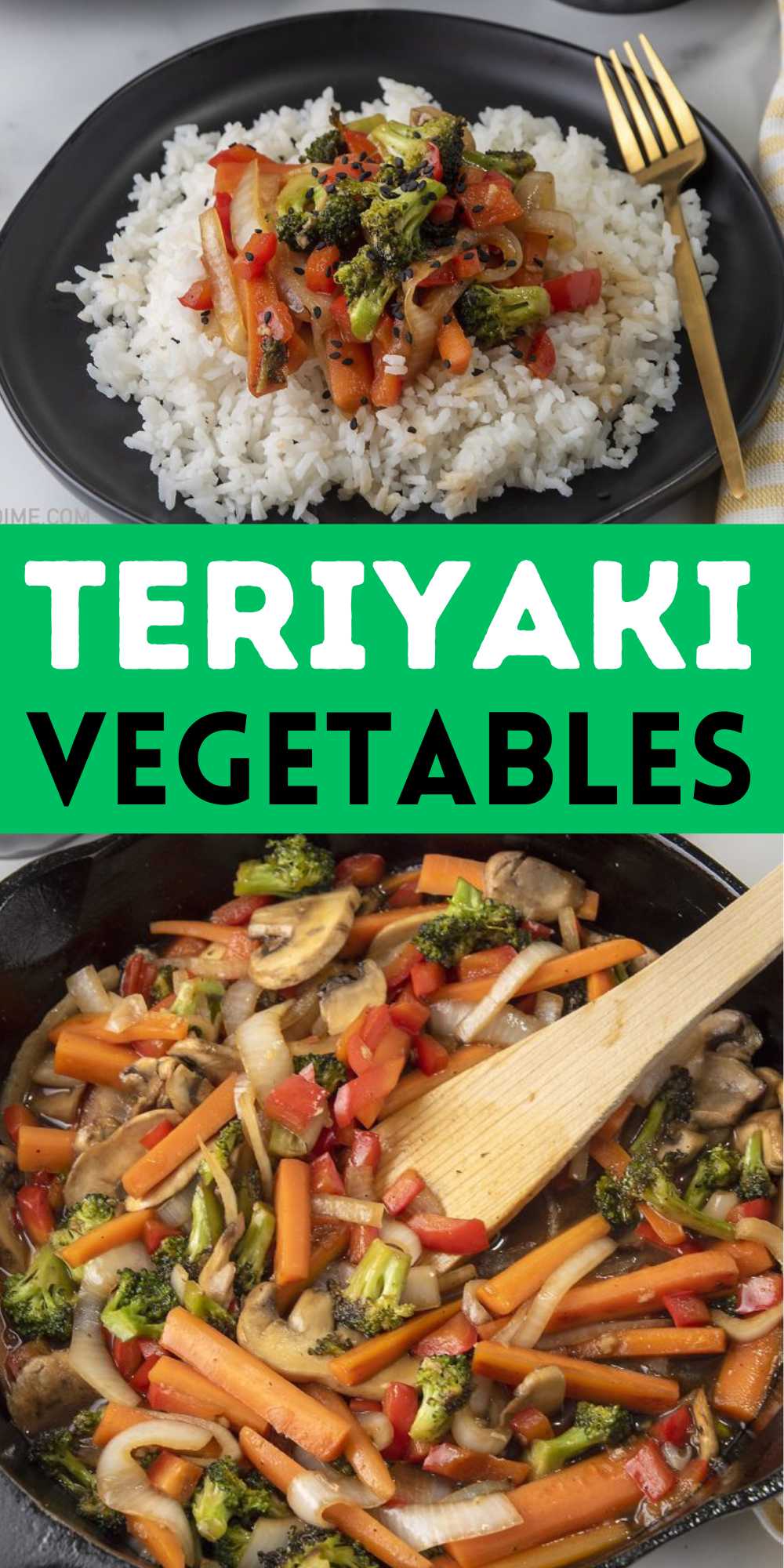 Teriyaki Vegetables is the perfect meal to serve with your grilled meats. It tastes amazing, full of flavor and made with simple ingredients. If you have vegetables that need to be used, make this teriyaki vegetable recipe. It is easily ready in less than 15 minutes and always a family favorite. #eatingonadime #teriyakivegetables #teriyakirecipes