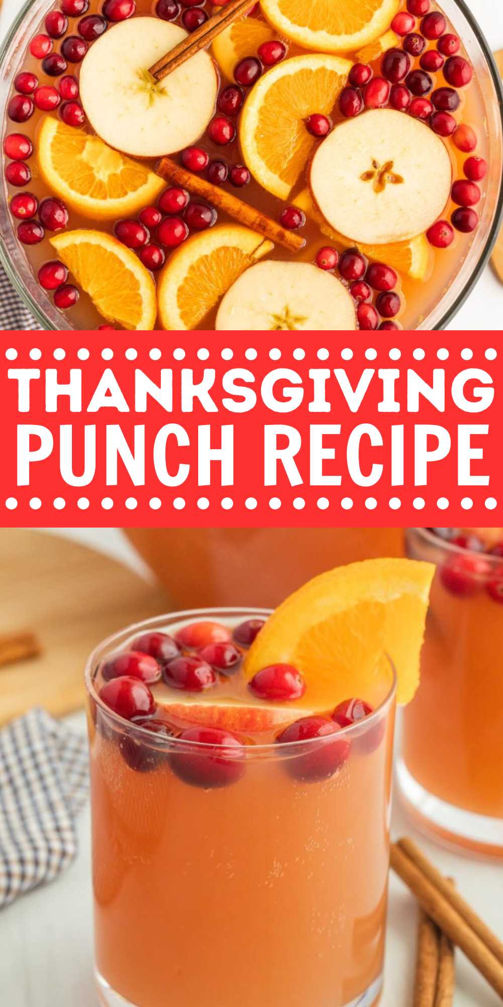This Thanksgiving Punch is perfect to serve with your Thanksgiving dinner. It is full of fall flavors and is made with simple ingredients. This punch can be made in a variety of ways. Serve this Thanksgiving punch in fun glasses with slices of oranges, fresh cranberries and more. The best fall drink to serve this holiday season. #eatingonadime #thanksgivingpunchrecipe #punch