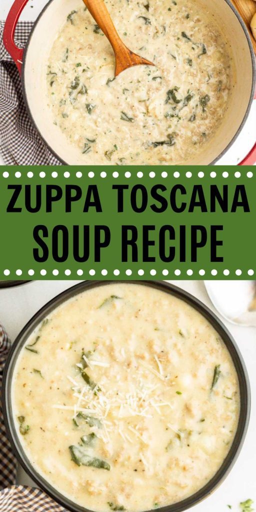 This Zuppa Toscana Soup is easy to make. If you have love Olive Garden Zuppa Toscana soup, then you care going to love this recipe. This soup is perfect for a cold day as it just warms your soul. It is satisfying and the perfect soup to serve with some warm bread. #eatingonadime #zuppatoscanasoup #souprecipe