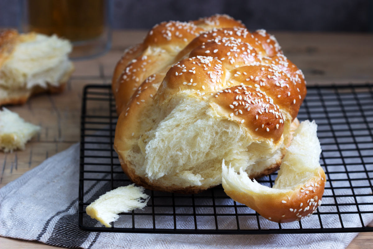 Close up image of challah bread