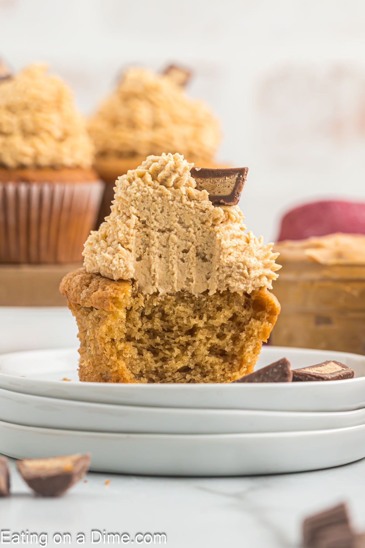 Close up image of peanut butter cupcakes 