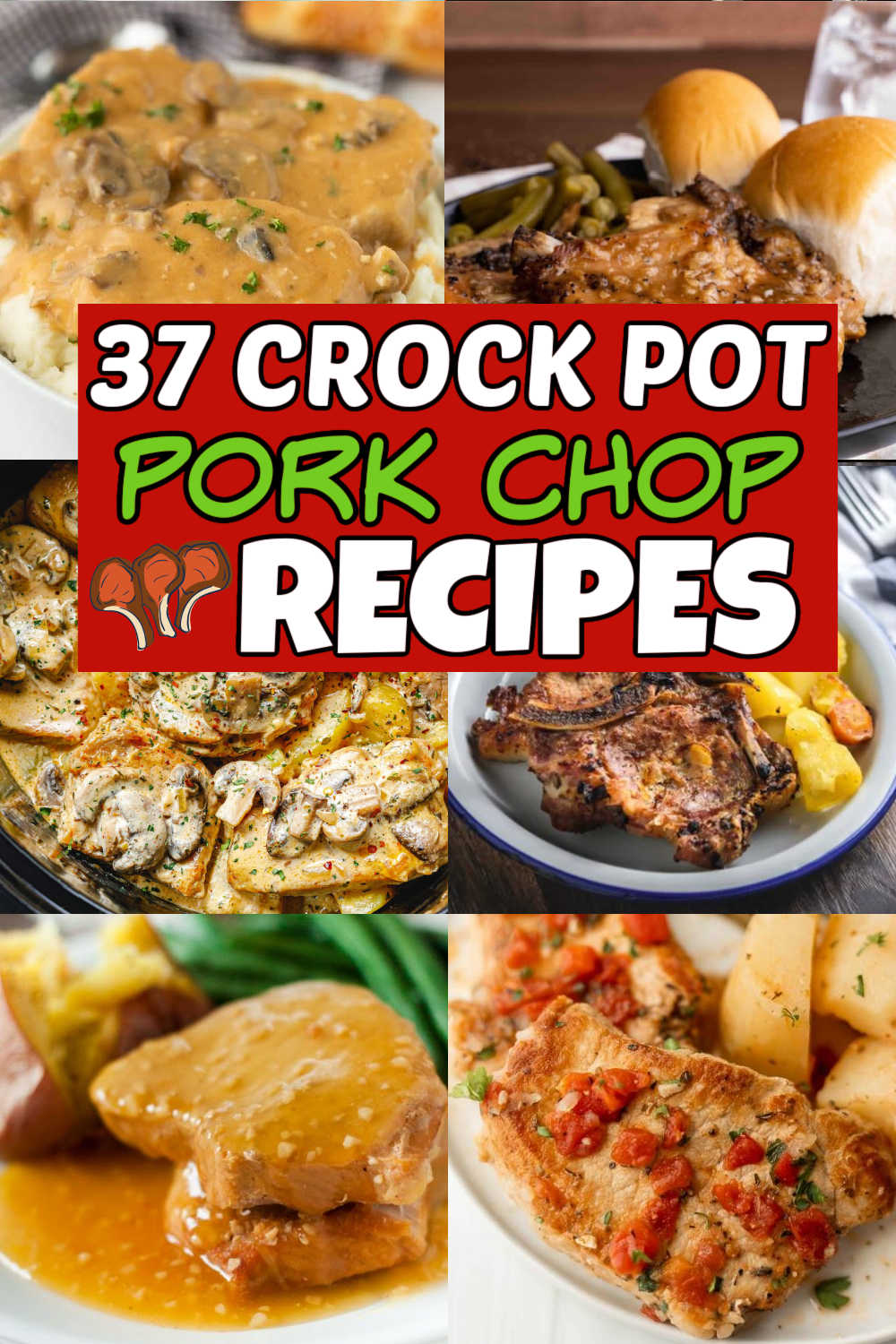 Crock pot pork chop recipes will take your taste buds on a rollercoaster ride of flavors and tender bites. Easy weeknight dinner recipes. Crockpot pork chops cook tender, juicy and always a family favorite. #eatingonadime #crockpotporkchops #porkchoprecipes