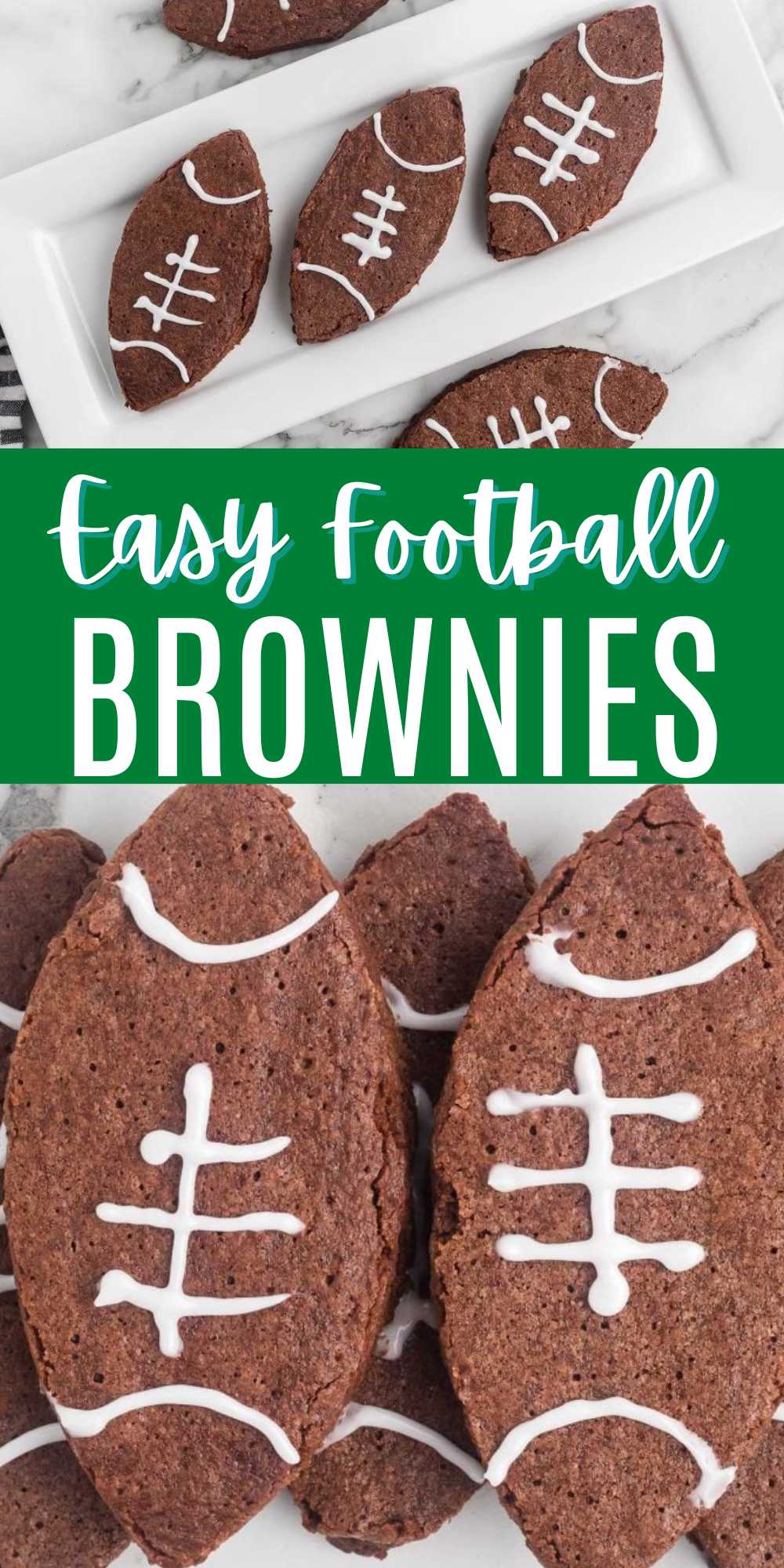 If you are looking for the perfect game day dessert, make Football Brownies. These brownies are perfect your next Super Bowl Party. Everyone will love the special touch of serving these brownies for the big game. Impress your guests this football season with these game day brownies. #eatingonadime #footballbrownies #footballdesserts #gameday