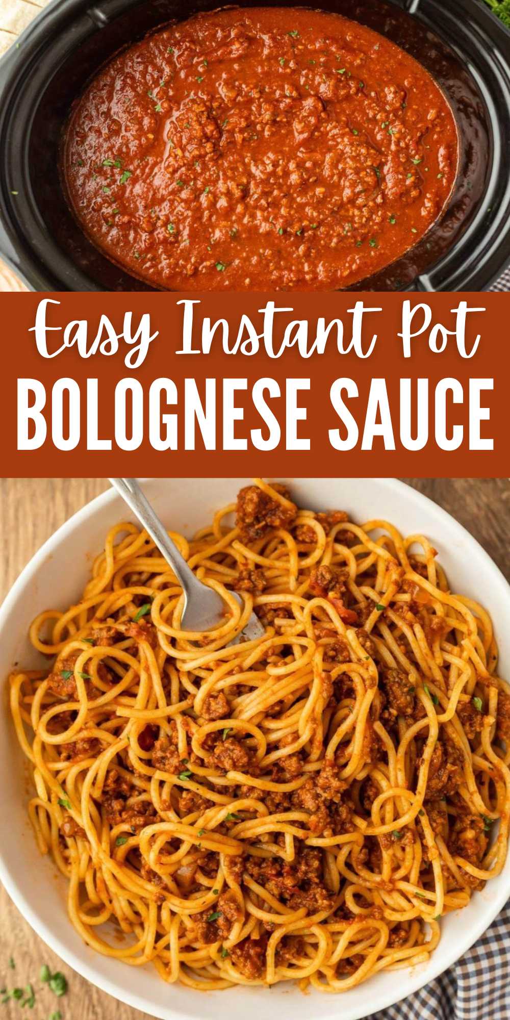 Enjoy Instant Pot Bolognese Sauce Recipe fast. Quick and easy Instant pot Dinner recipe that tastes amazing. Take your classic spaghetti sauce up a notch with the classic bolognese sauce recipe. Serve with your favorite noodles, side dishes and vegetables for a complete meal idea. #eatingonadime #instantpotbolognesesauce #bolognesesauce