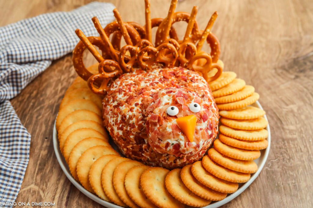 Turkey Cheese Ball with a side of crackers