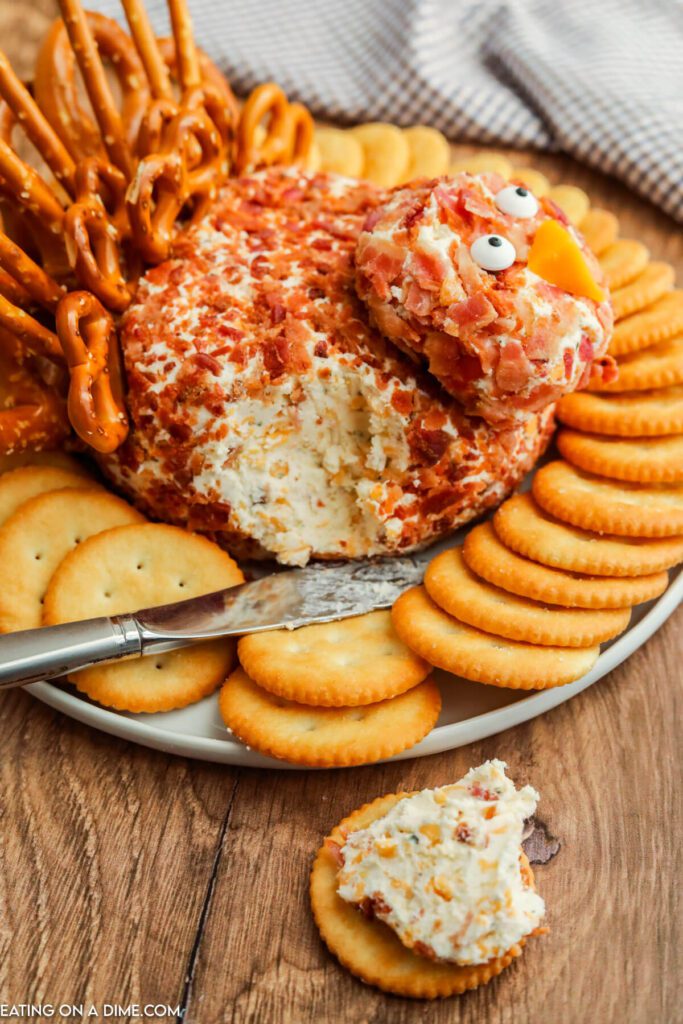 Turkey Cheese Ball with a side of crackers