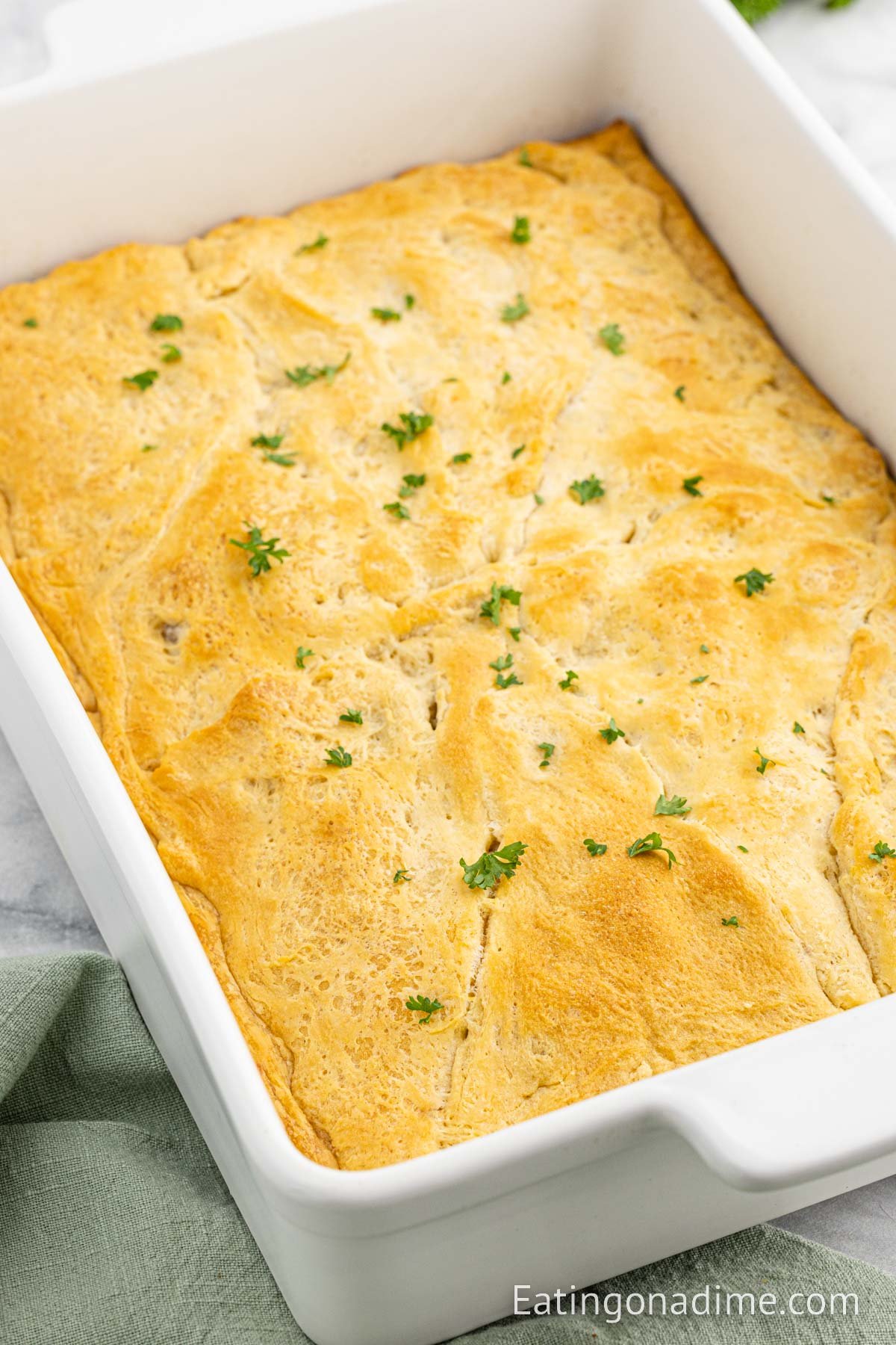 Sausage Cream Cheese Casserole in a baking dish