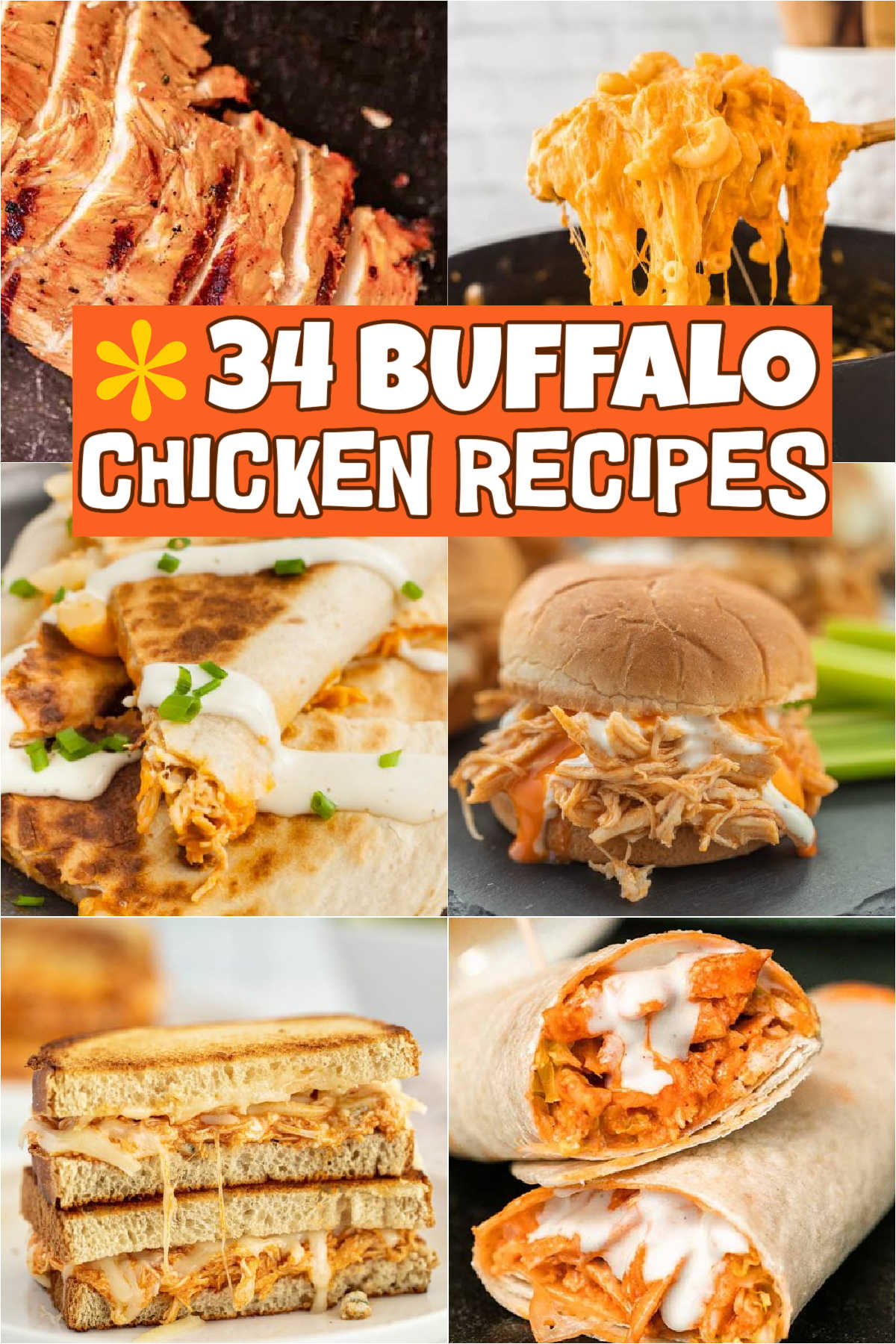 We love making Buffalo Chicken Recipes for an easy weeknight meal. Choose from dips, wraps, & sandwiches for the best buffalo chicken recipes. These 34 buffalo chicken recipes can be made with leftover chicken or rotisserie chicken. My kids even like to use buffalo sauce as a dipping sauce. #eatingonadime #buffalochickenrecipes #buffalochicken