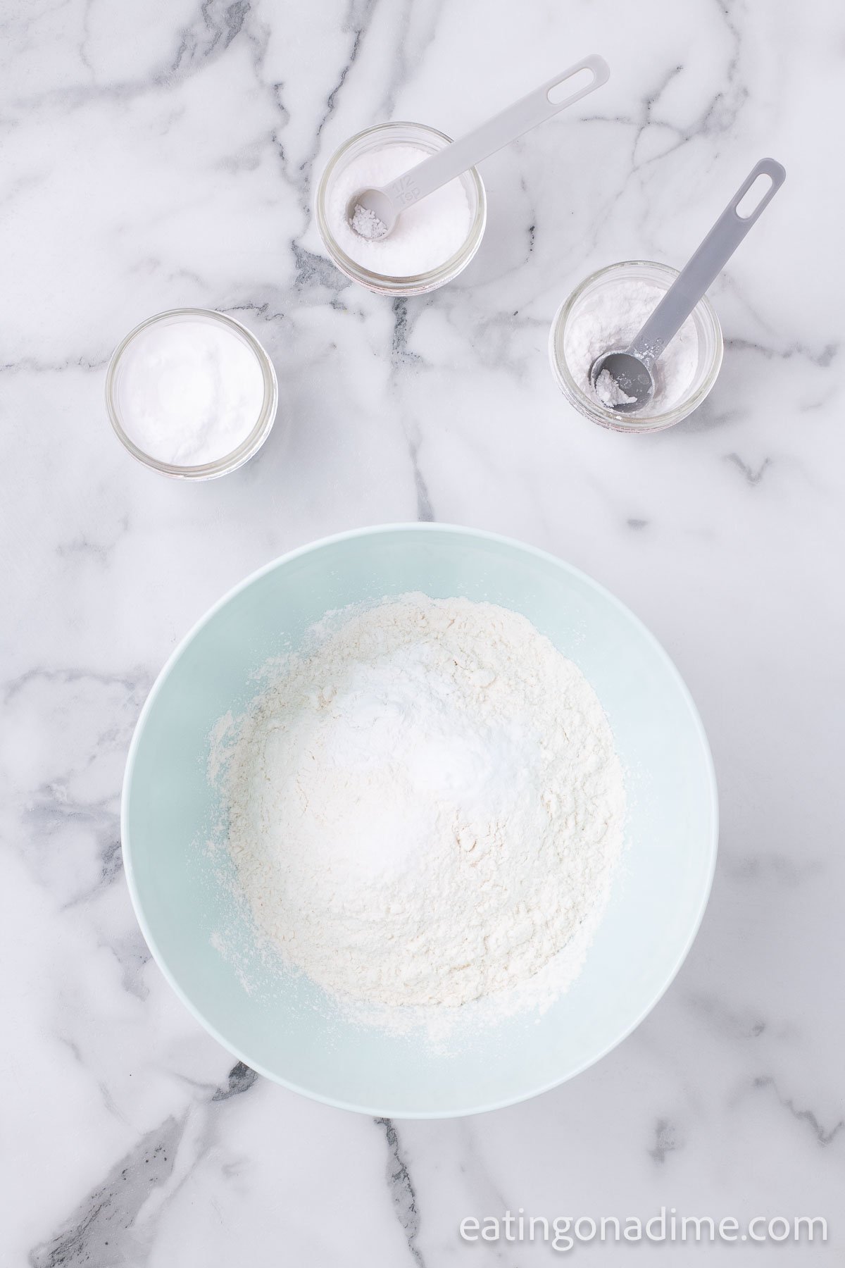 Bowl with dry ingredients combined. 