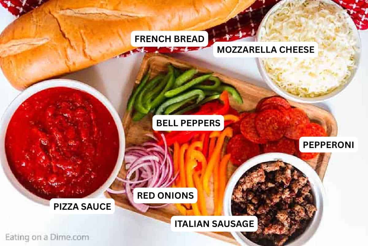 Homemade French Bread Pizza Recipe is perfect any day of the week. Throw this together in minutes for a dinner everyone will love. Ingredients needed for this.