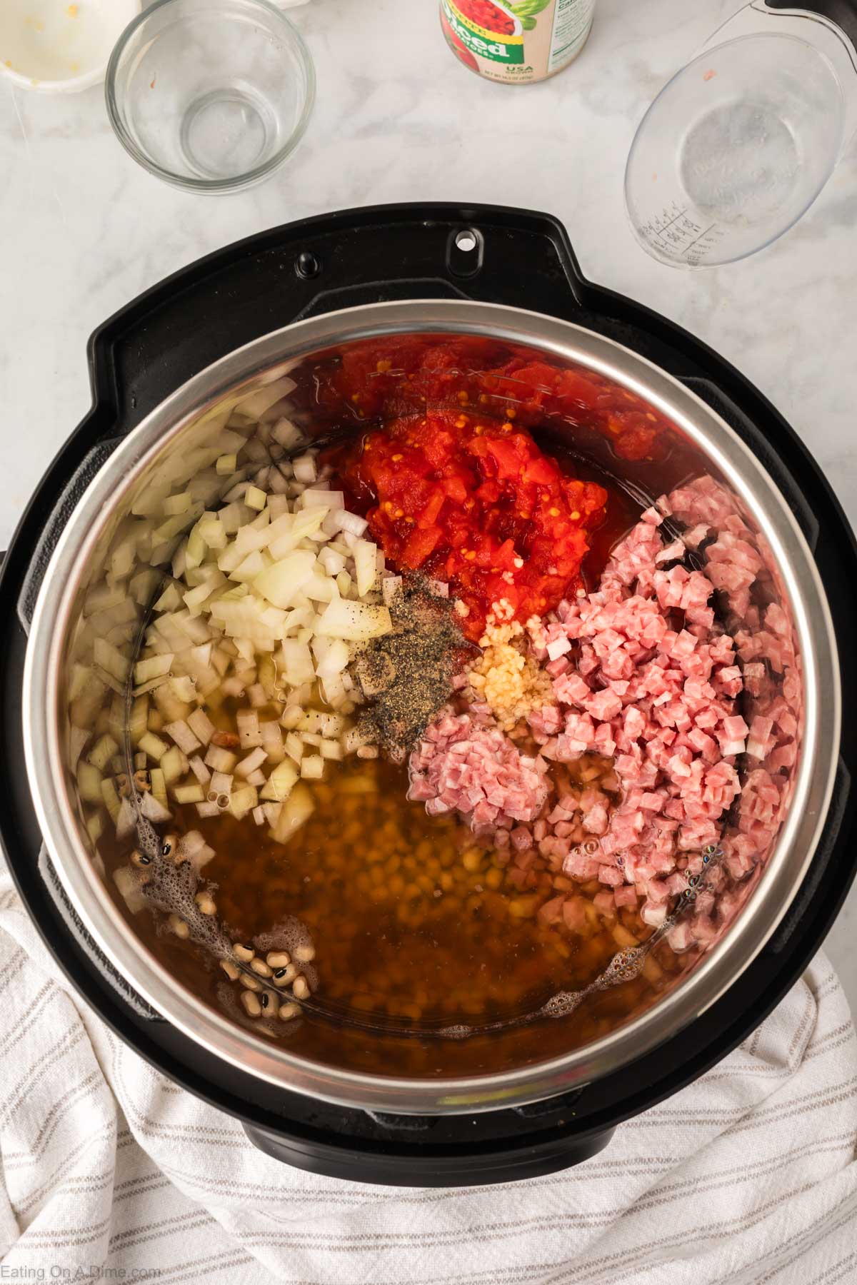 Adding the ingredients to the instant pot