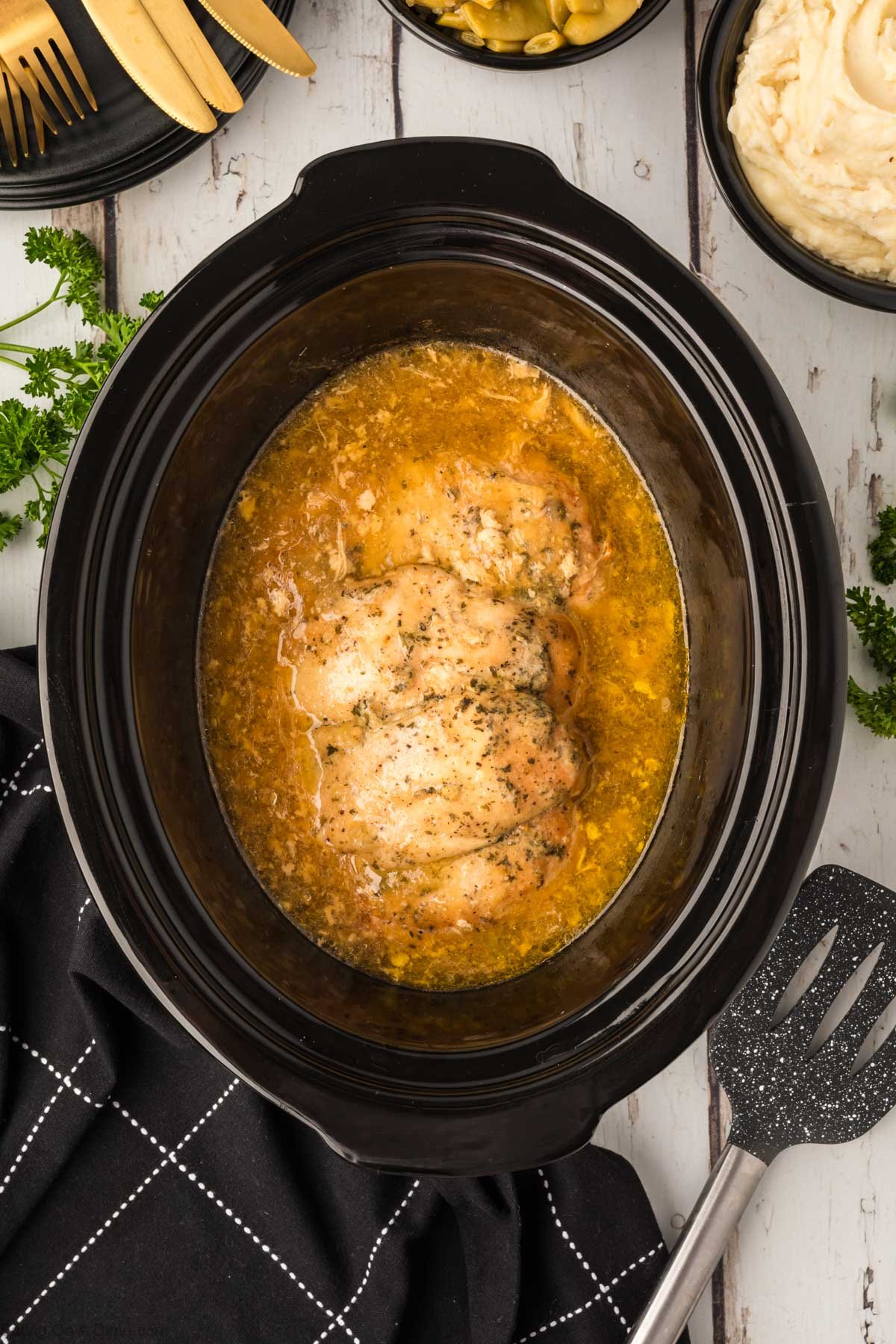 Cooked Ranch Chicken in the slow cooker