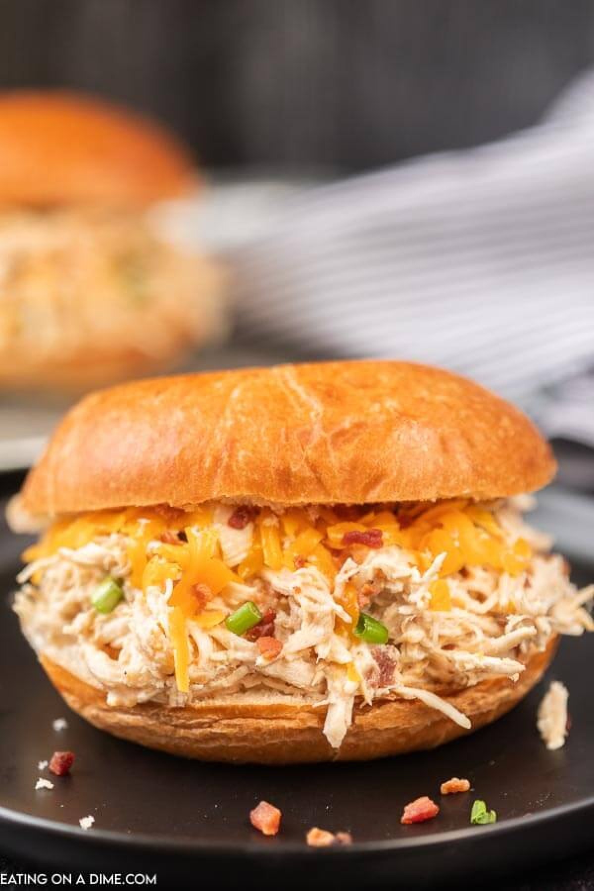 closeup picture of crack chicken sandwich.