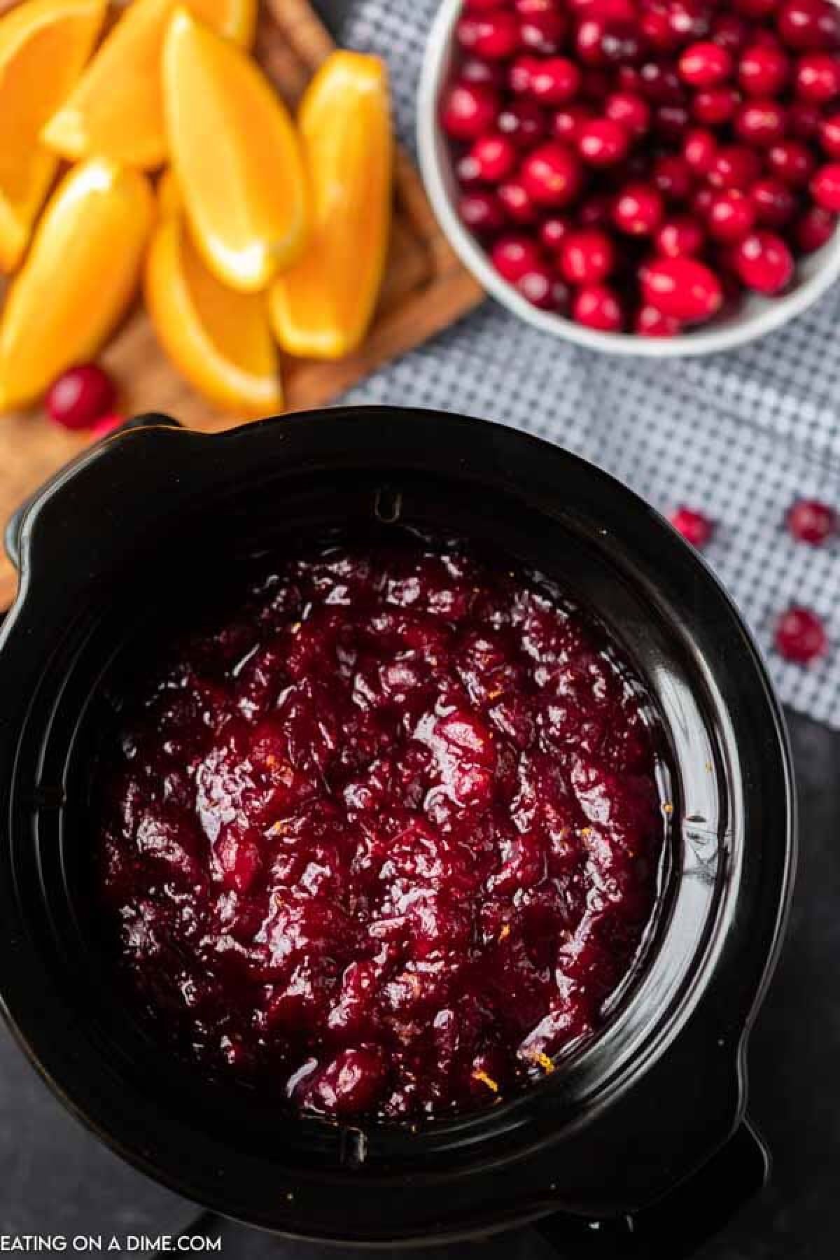 crockpot with cranberry sauce