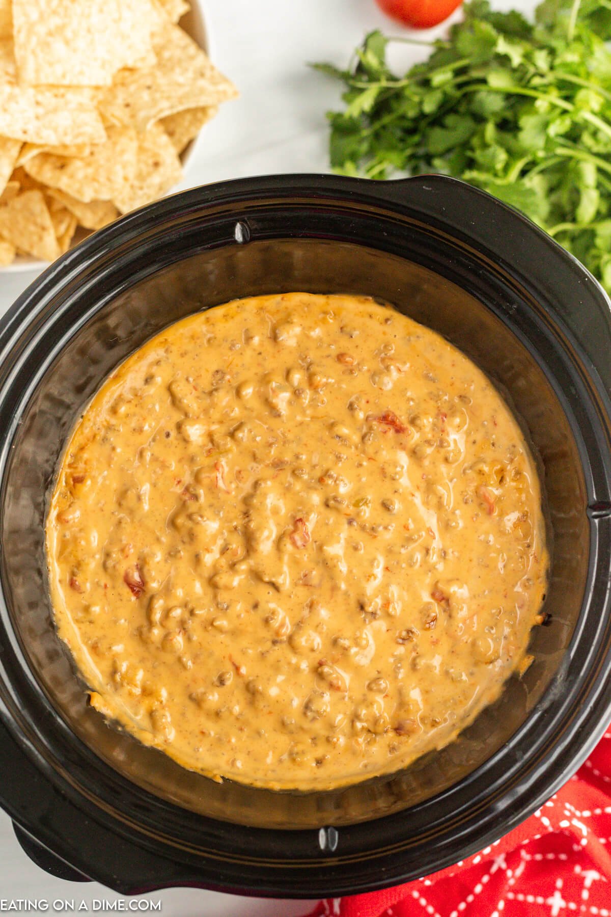 Slow Cooker Rotel Dip with Beef - The Magical Slow Cooker