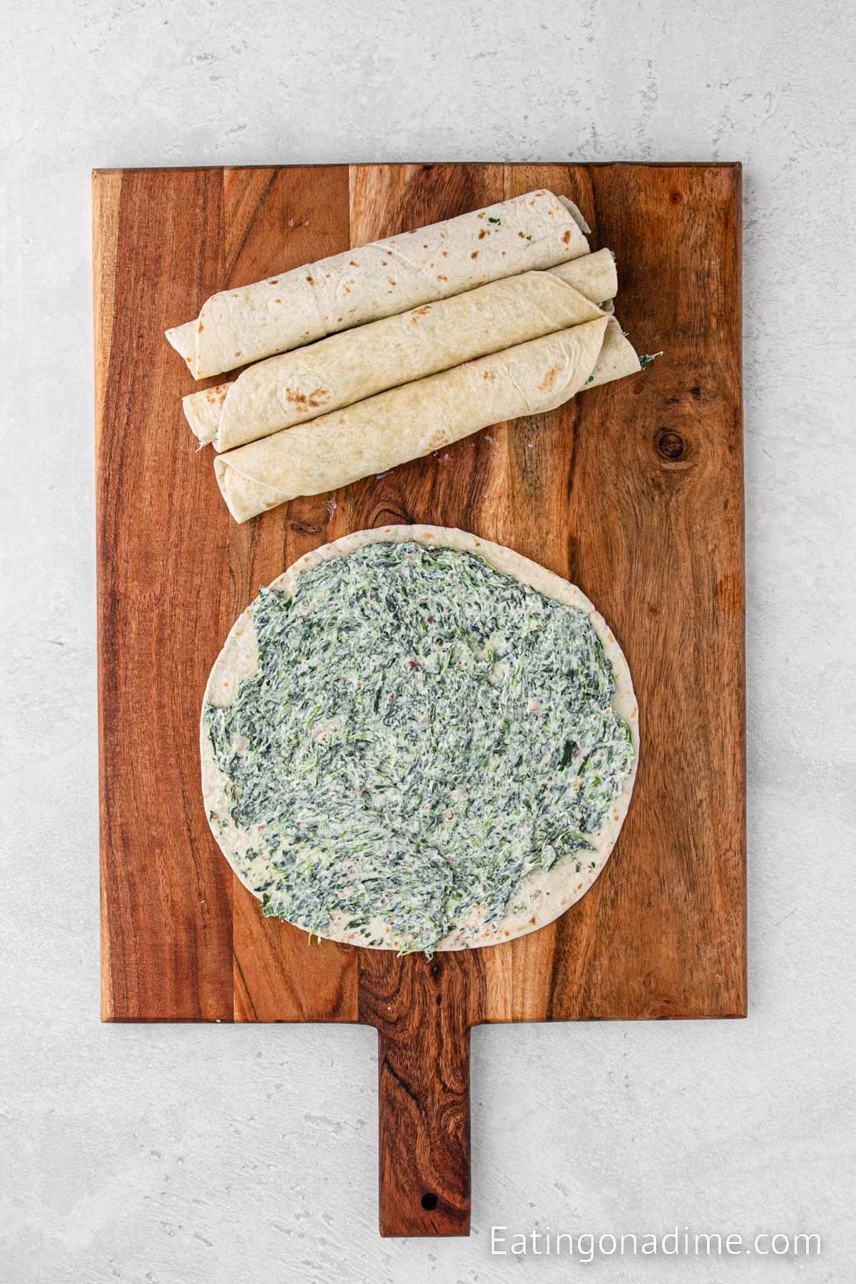 Spread the spinach mixture on a tortilla