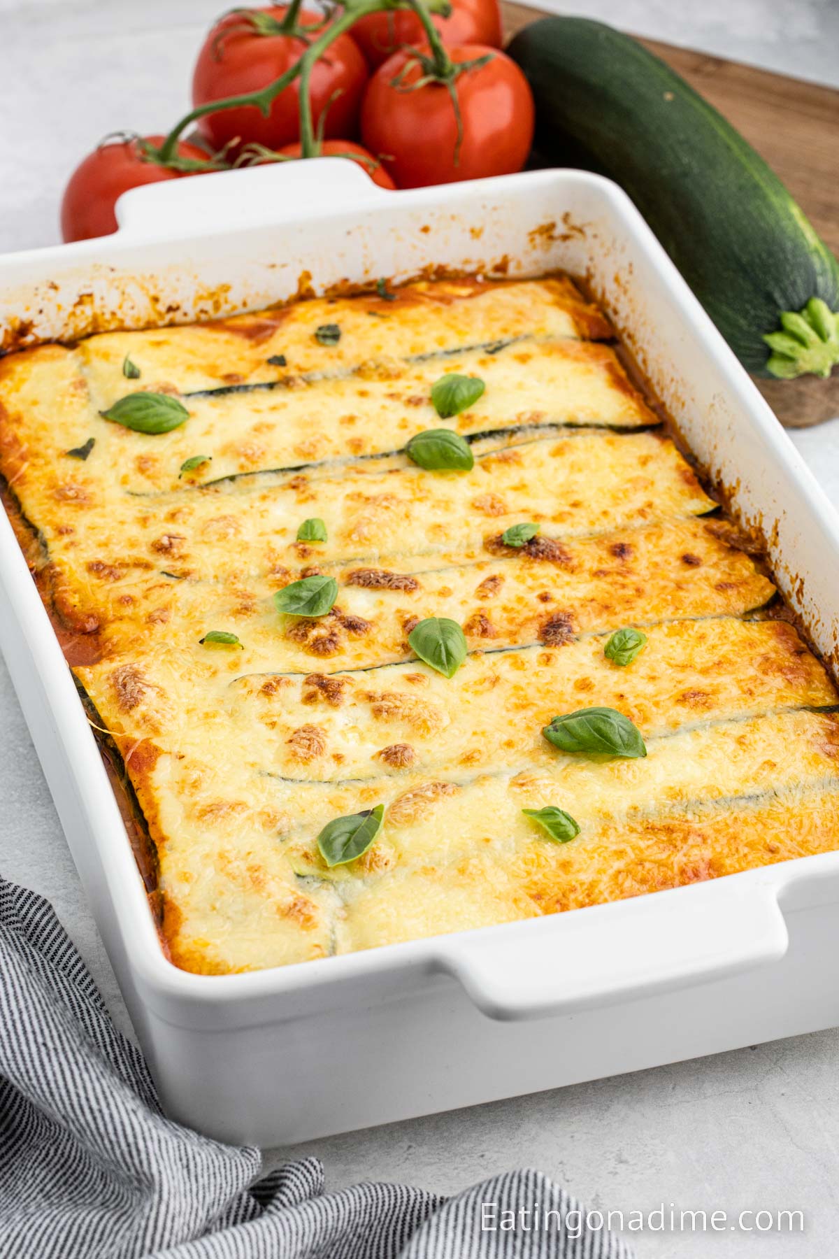 Zucchini Lasagna in a baking dish
