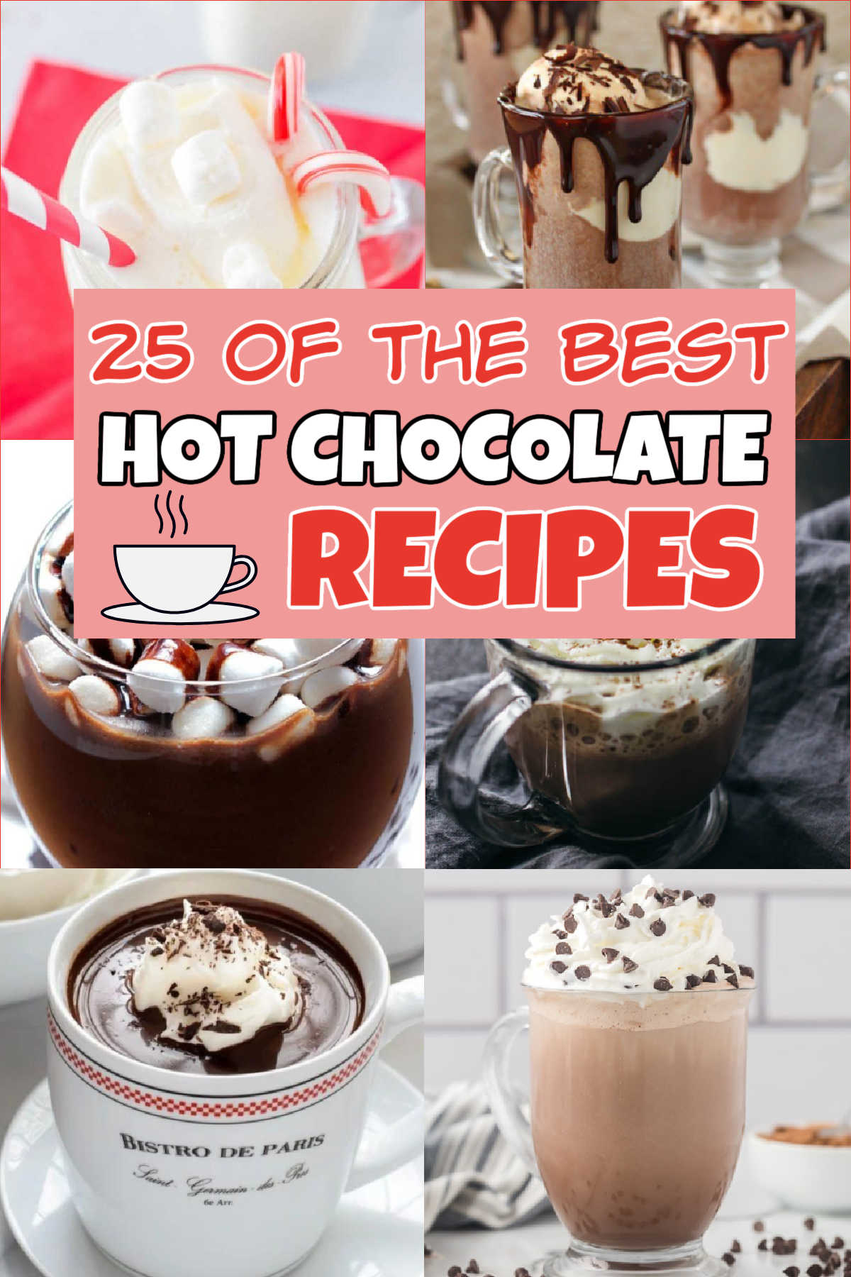 Homemade Hot Chocolate Recipes are easy to make and so decadent. Try over 20 of the best hot chocolate recipes. These hot chocolate recipes are rich and made from scratch with simple ingredients. Homemade hot chocolate taste so much better than store bought. #eatingonadime #hotchocolaterecipes #homemadehotchocolate